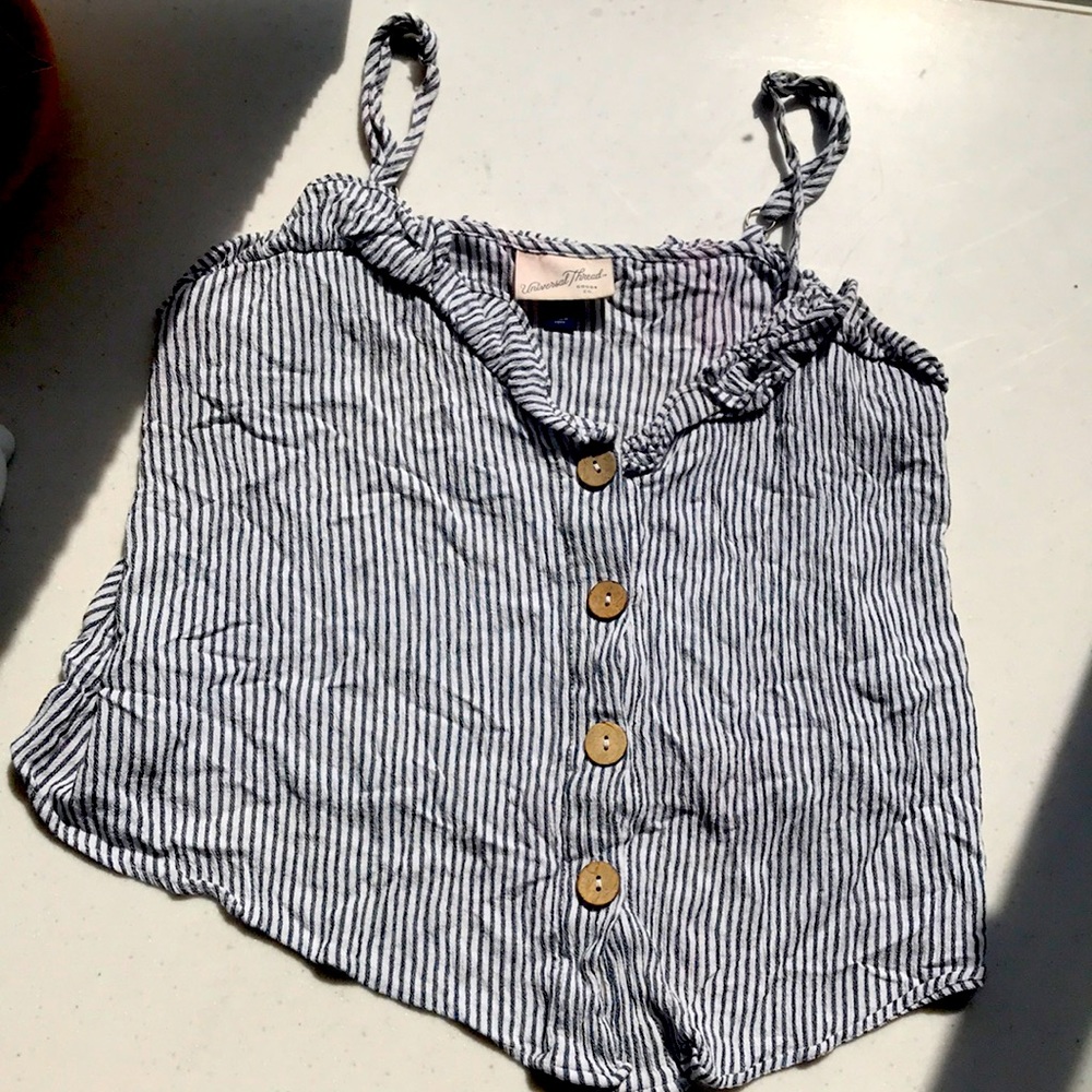 Blue striped summer tank top shirt